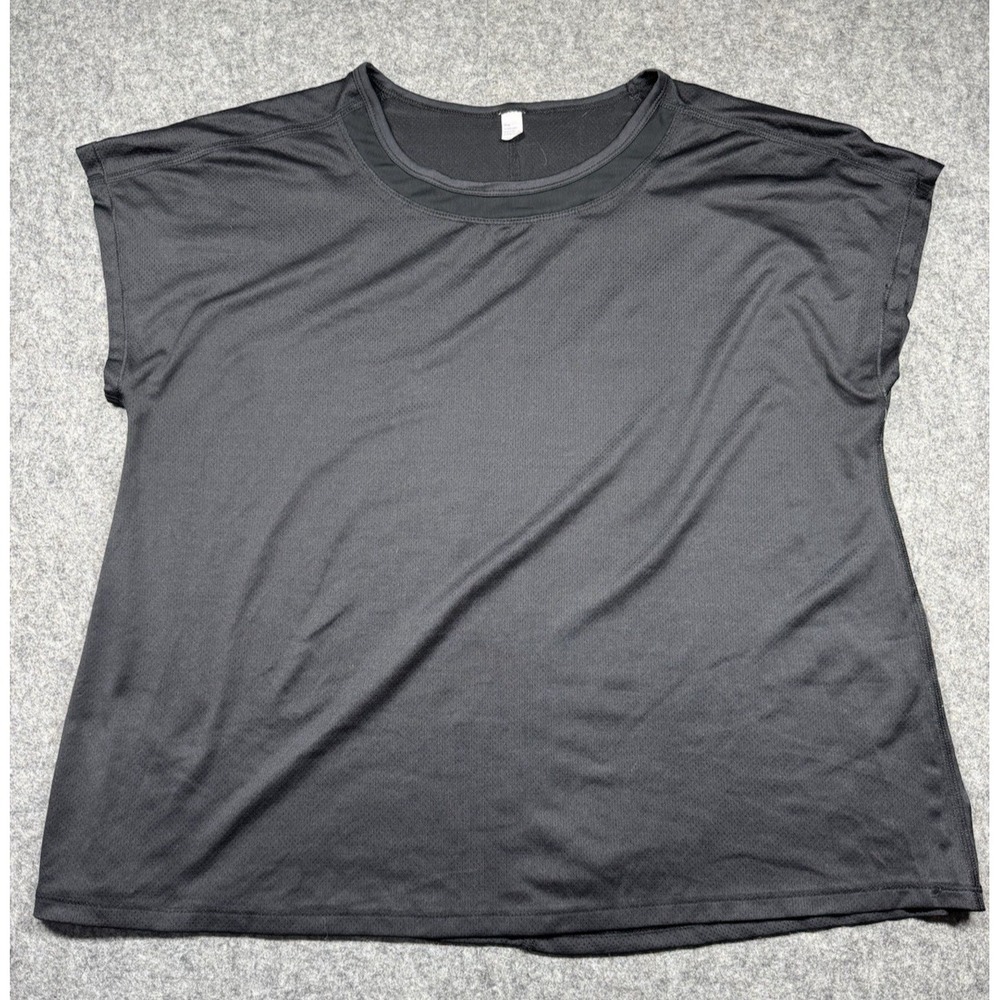 Target Top Blouse Womens L Black Sheer‎ Neckline Workout Top Breathable
